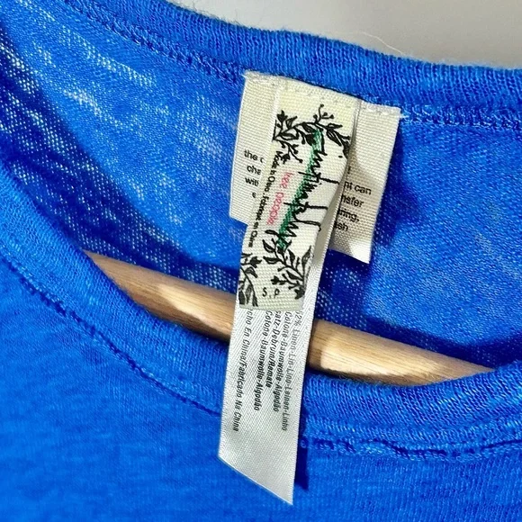 Free People Cotton-Linen Blend Bodysuit, Royal Blue Women’s Size Small, NWT - Picture 2 of 7
